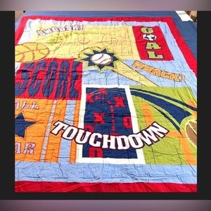 Full size Sports hand sewn quilt and Shams